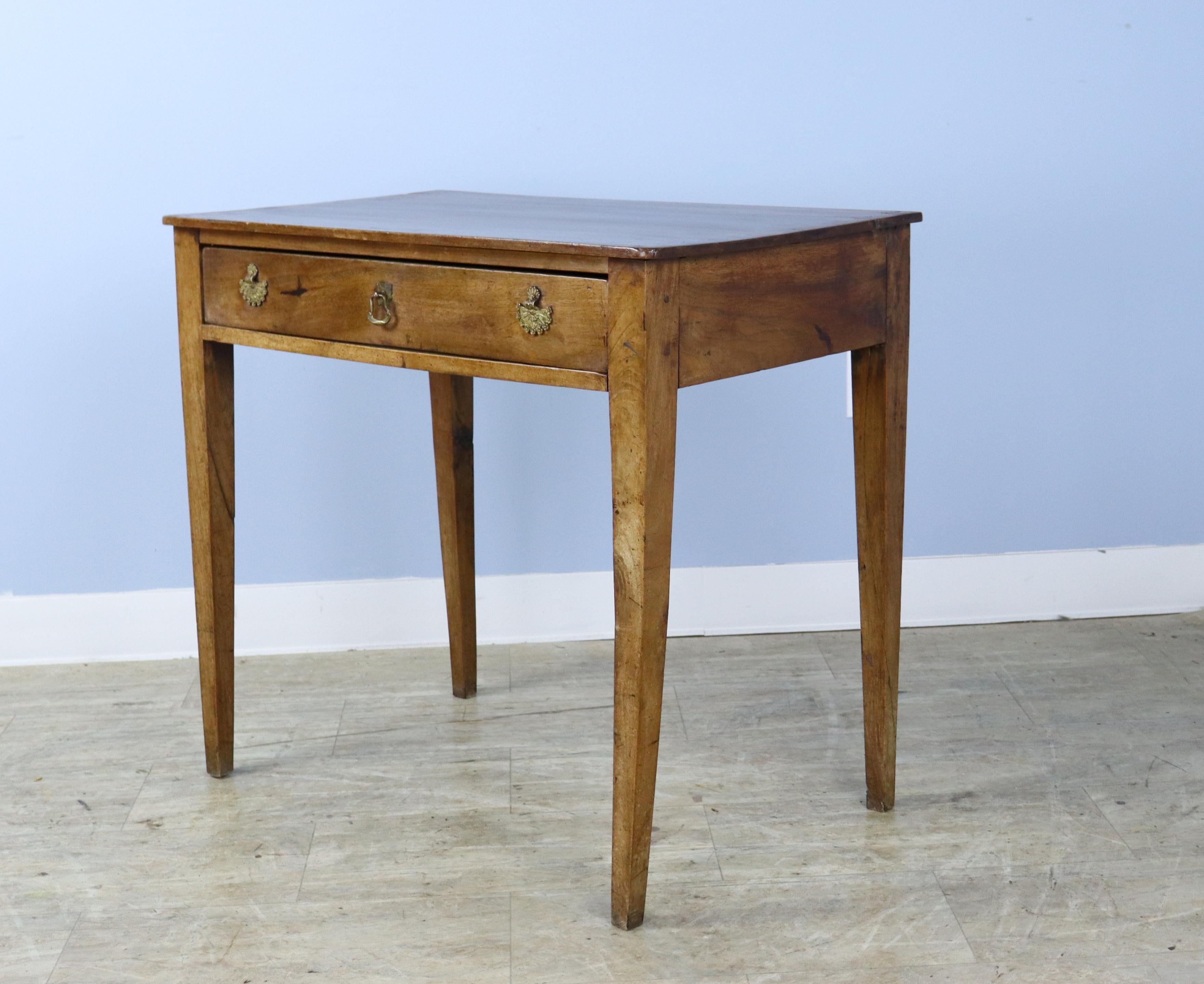 19th Century French Walnut Side Table with Decorative Escutcheons