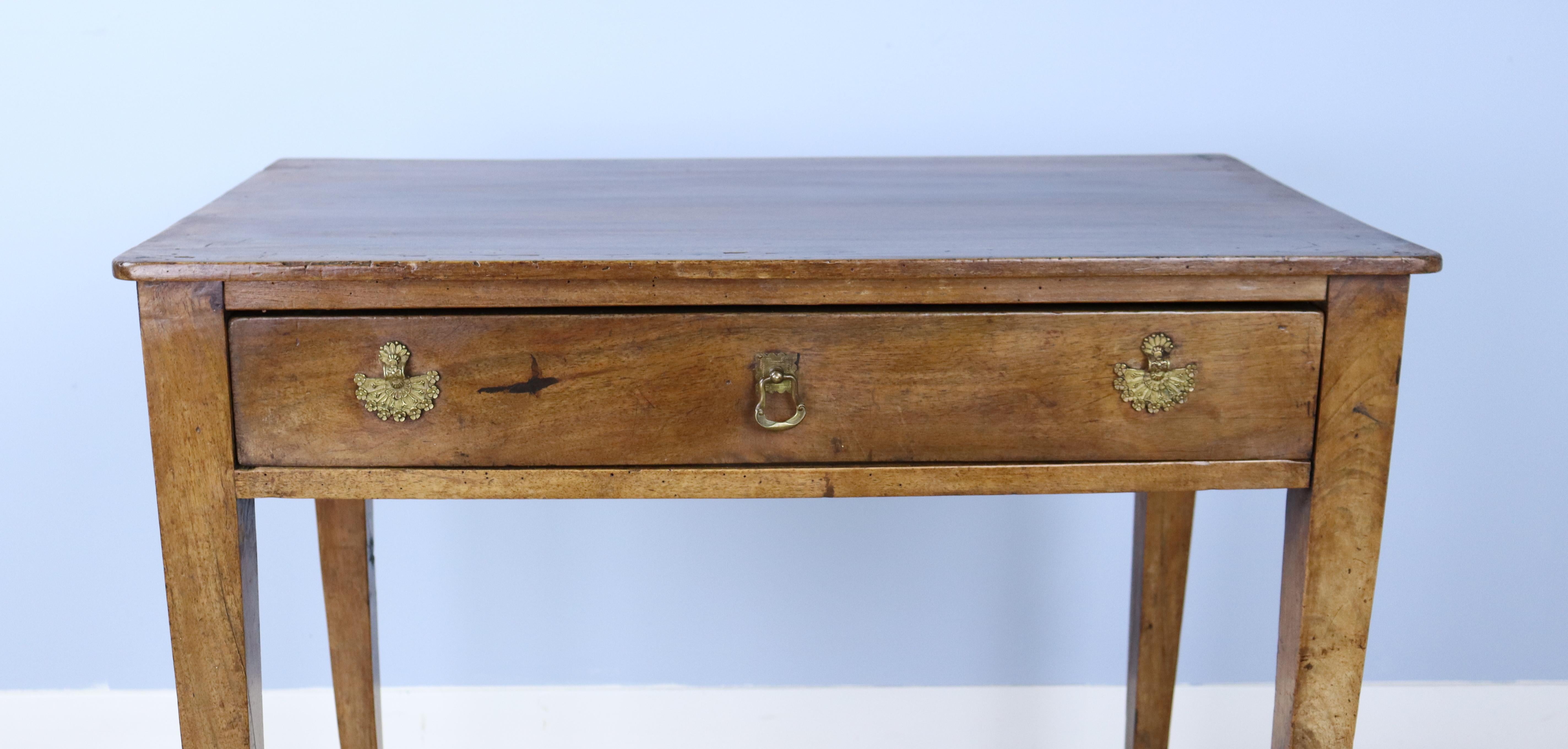 French Walnut Side Table with Decorative Escutcheons 2