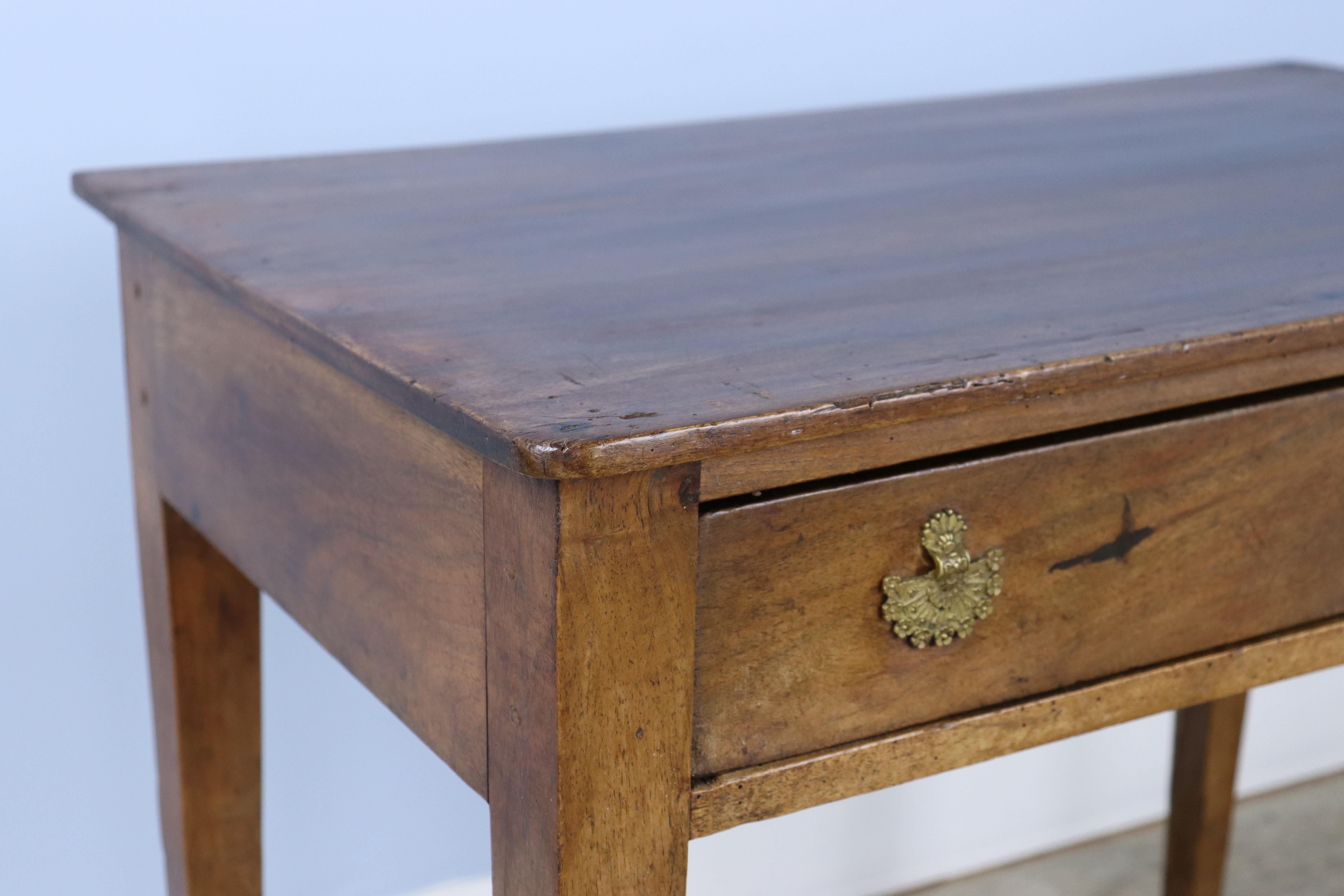 French Walnut Side Table with Decorative Escutcheons 5