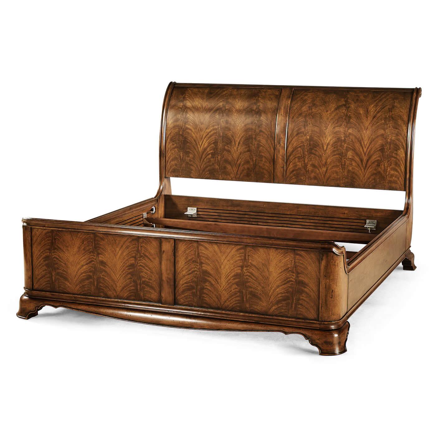 walnut sleigh bed king size