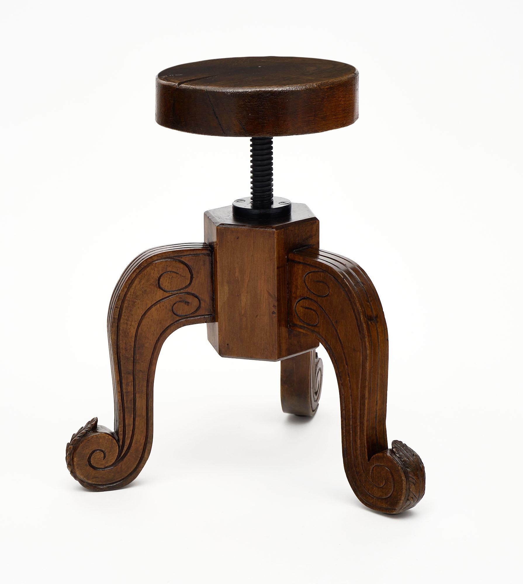 Early 20th Century French Walnut Stool For Sale