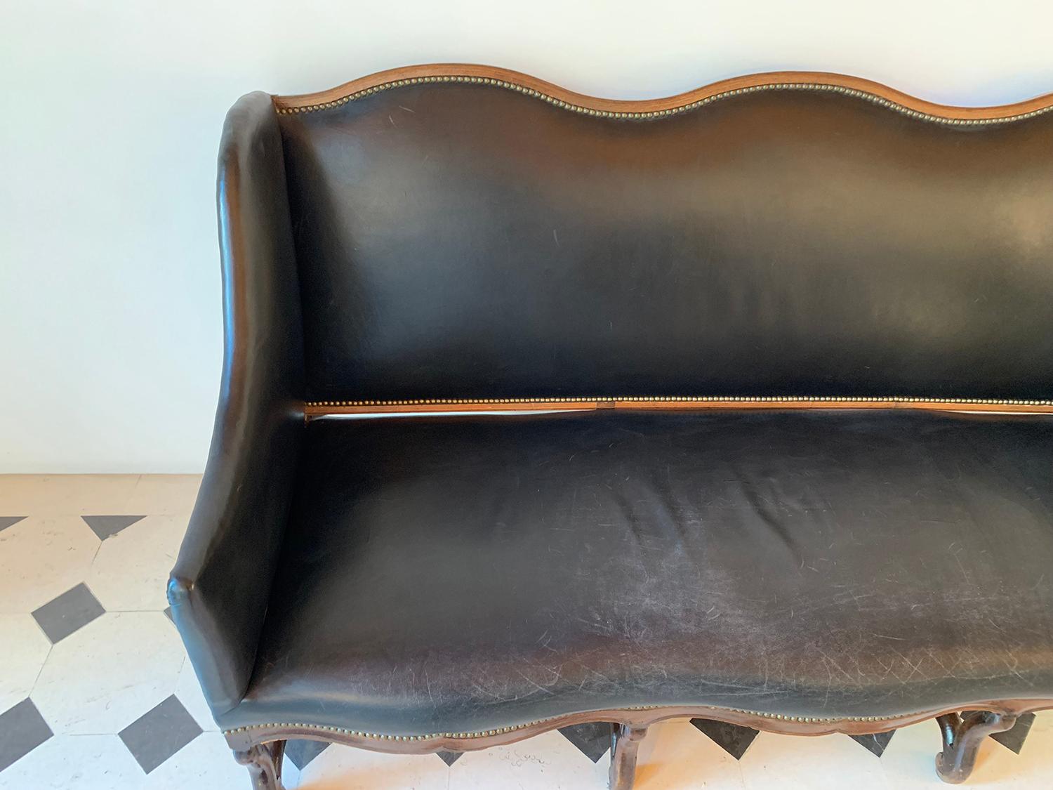 European French Walnut Style Louis XIII Sofa For Sale