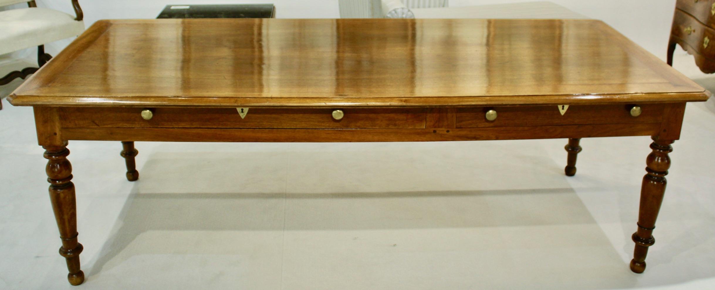 French Walnut Table with Drawers For Sale 6