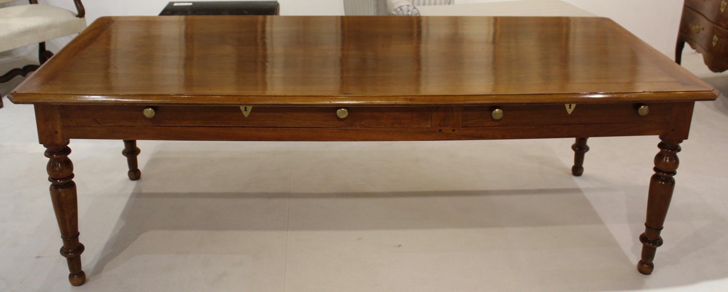 French Walnut Table with Drawers For Sale 7