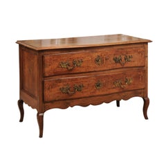 French Walnut Transition Style Two-Drawer Commode with Marquetry Inlay, 1890s