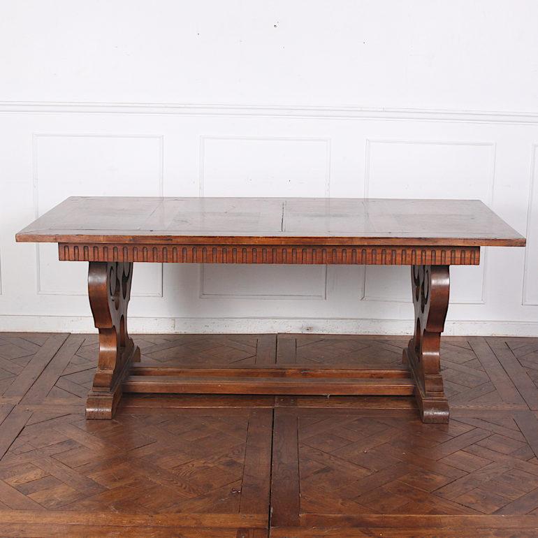 French Walnut Trestle Table In Good Condition In Vancouver, British Columbia