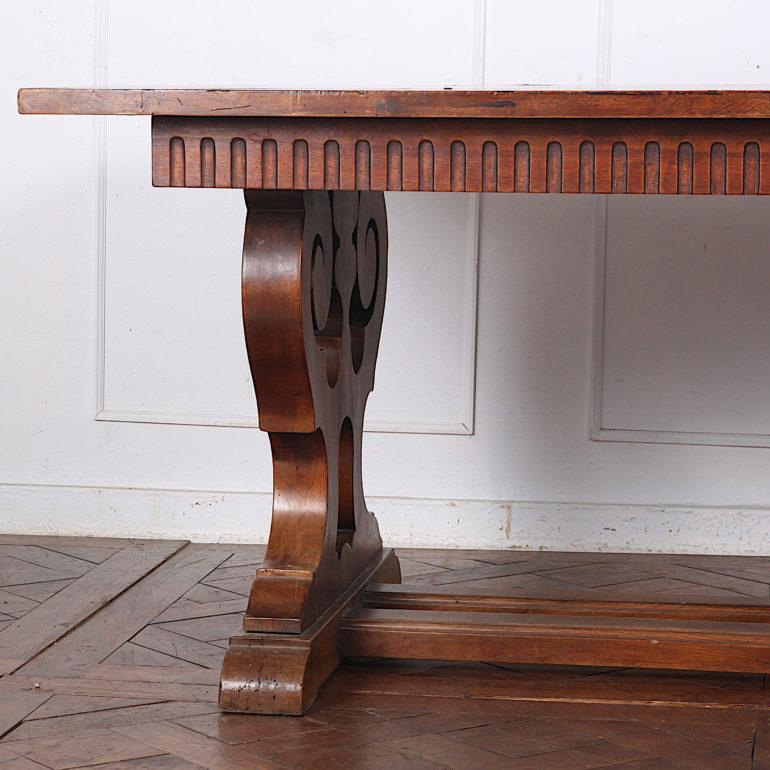 20th Century French Walnut Trestle Table