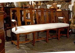 French Walnut Upholstered Seat Long Beach from the Mid-19th Century