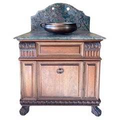 Used French Walnut Wood and Marble Sink