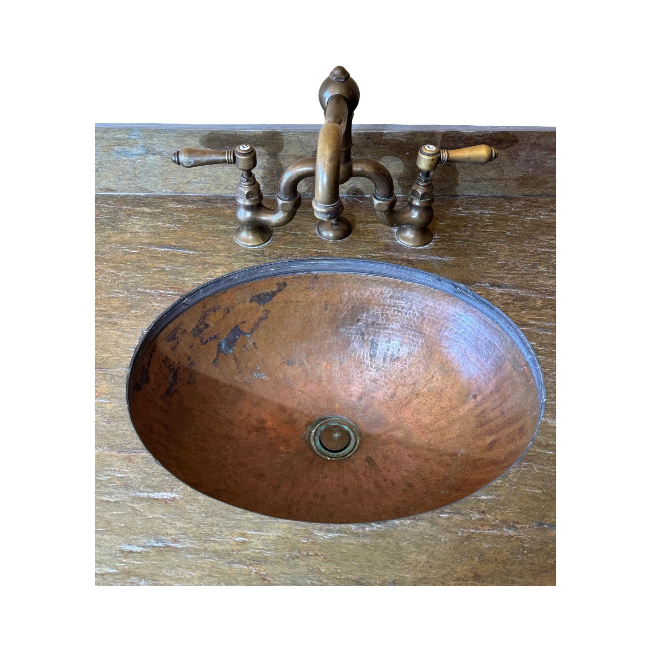 French Walnut Wood and Slate Sink For Sale 6