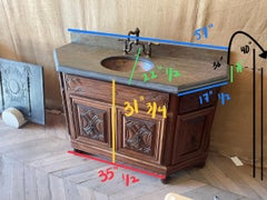 French Walnut Wood and Slate Sink