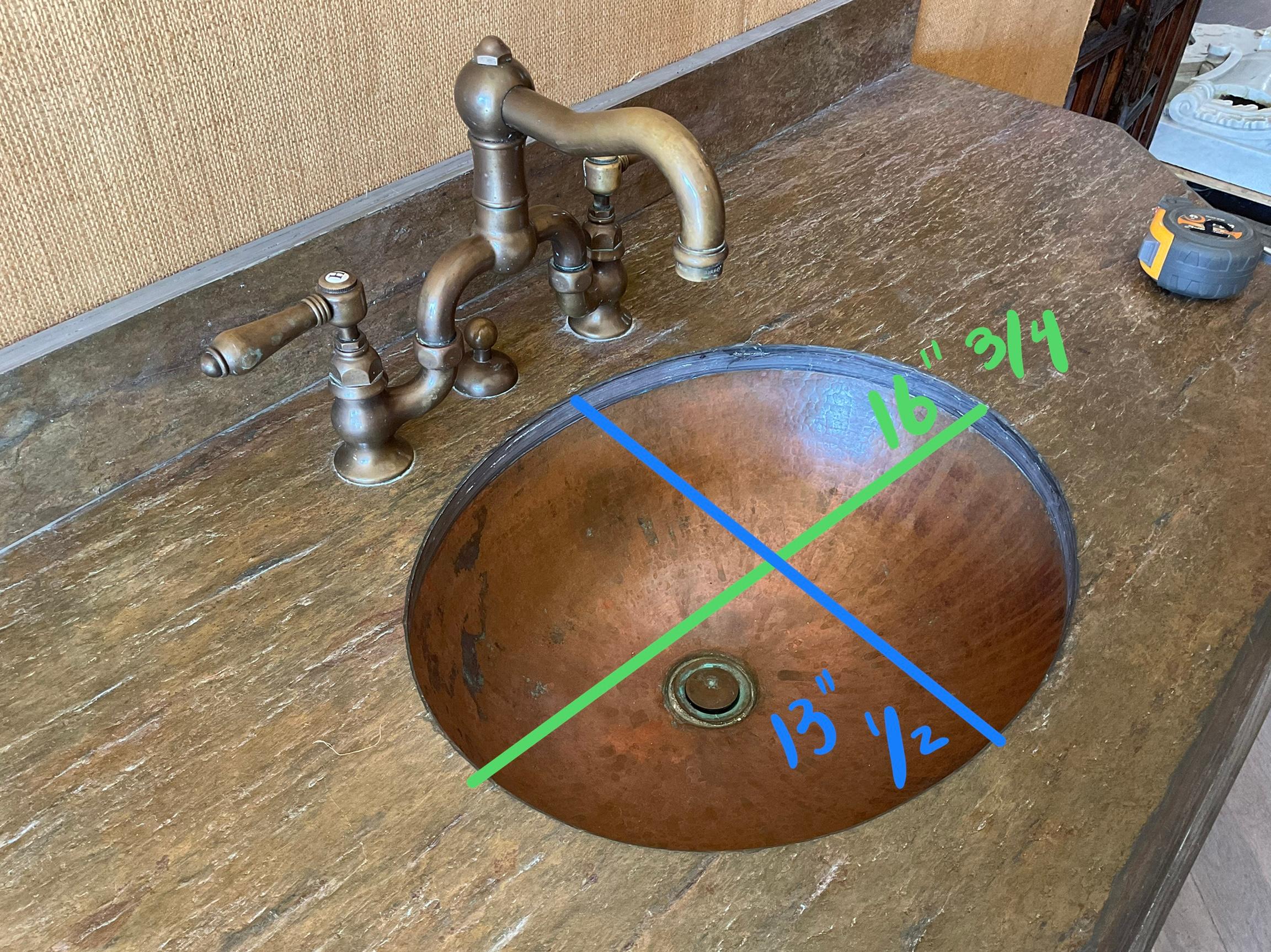 French Walnut Wood and Slate Sink In Good Condition In Dallas, TX