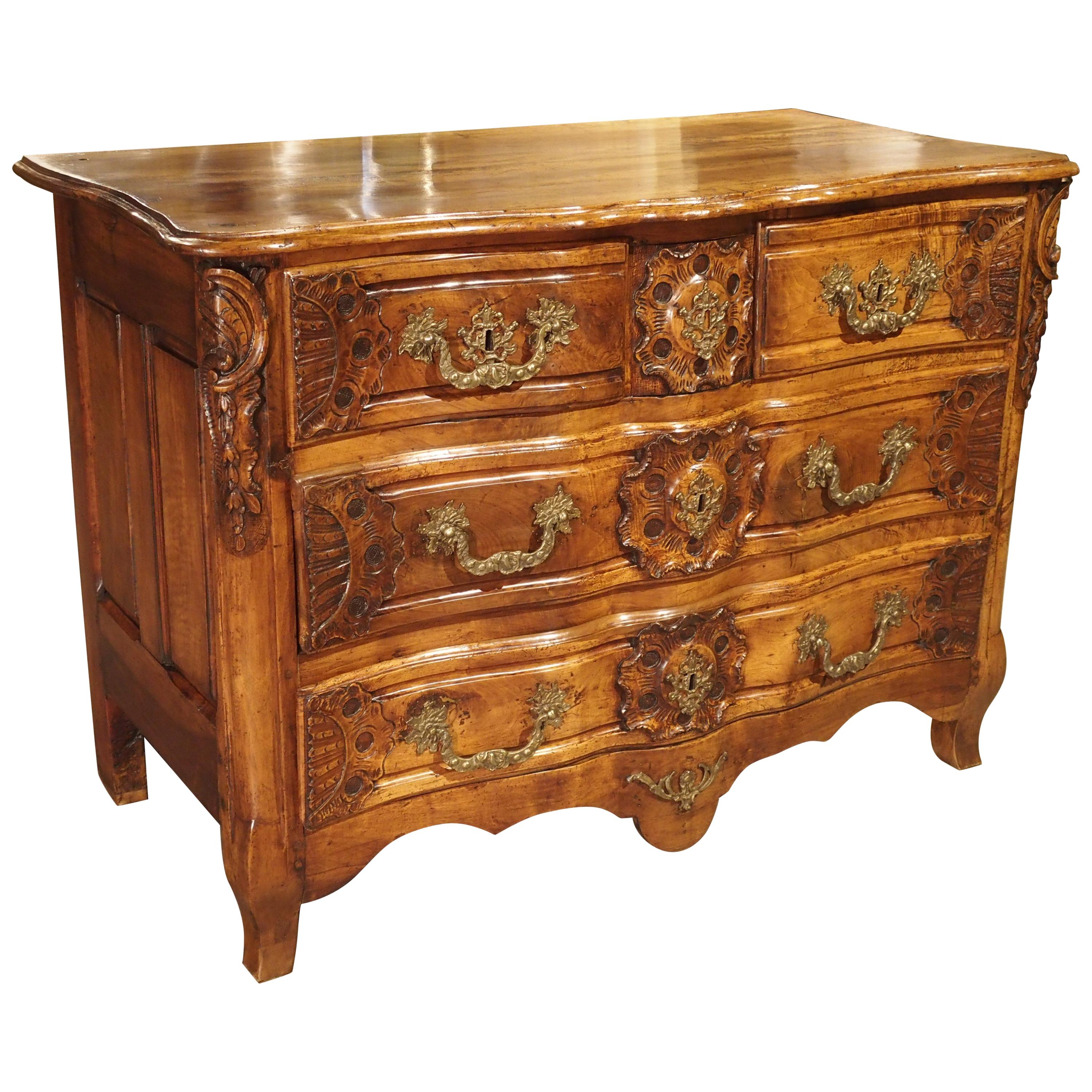 French Walnut Wood Commode from Lyon, circa 1750