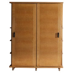 Vintage French Wardrobe by Guillerme et Chambron with Oak Frame from the 60s, F118