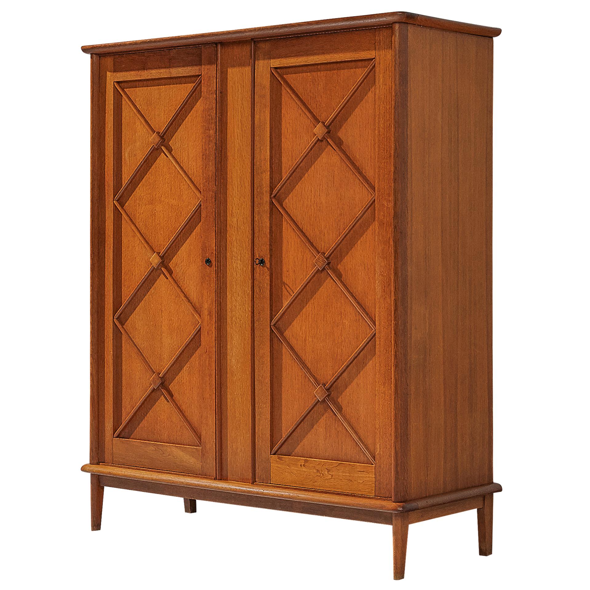 French Wardrobe in Oak with Graphical Decoration 5