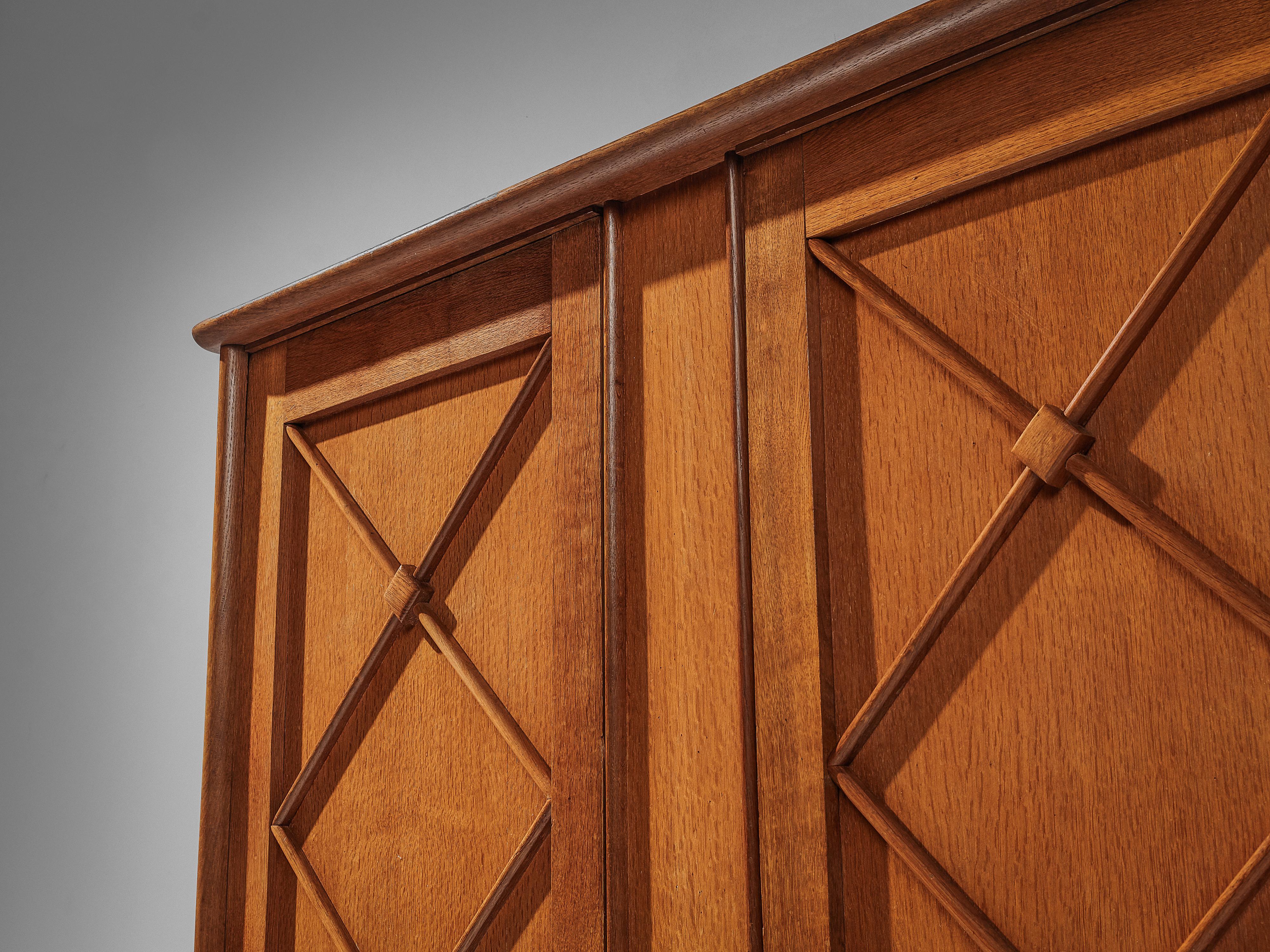 French Wardrobe in Oak with Graphical Decoration 7