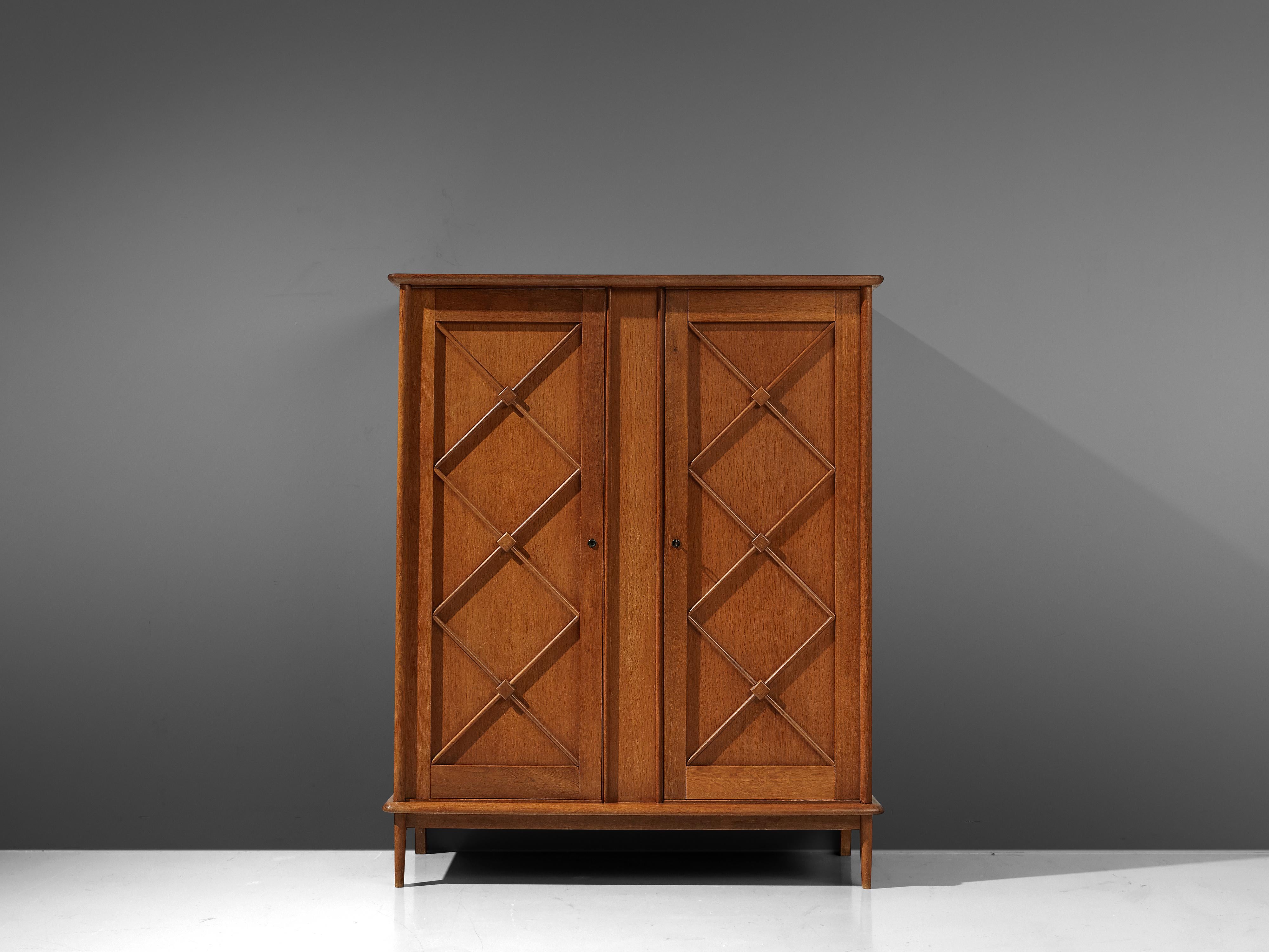 French Wardrobe in Oak with Graphical Decoration 12
