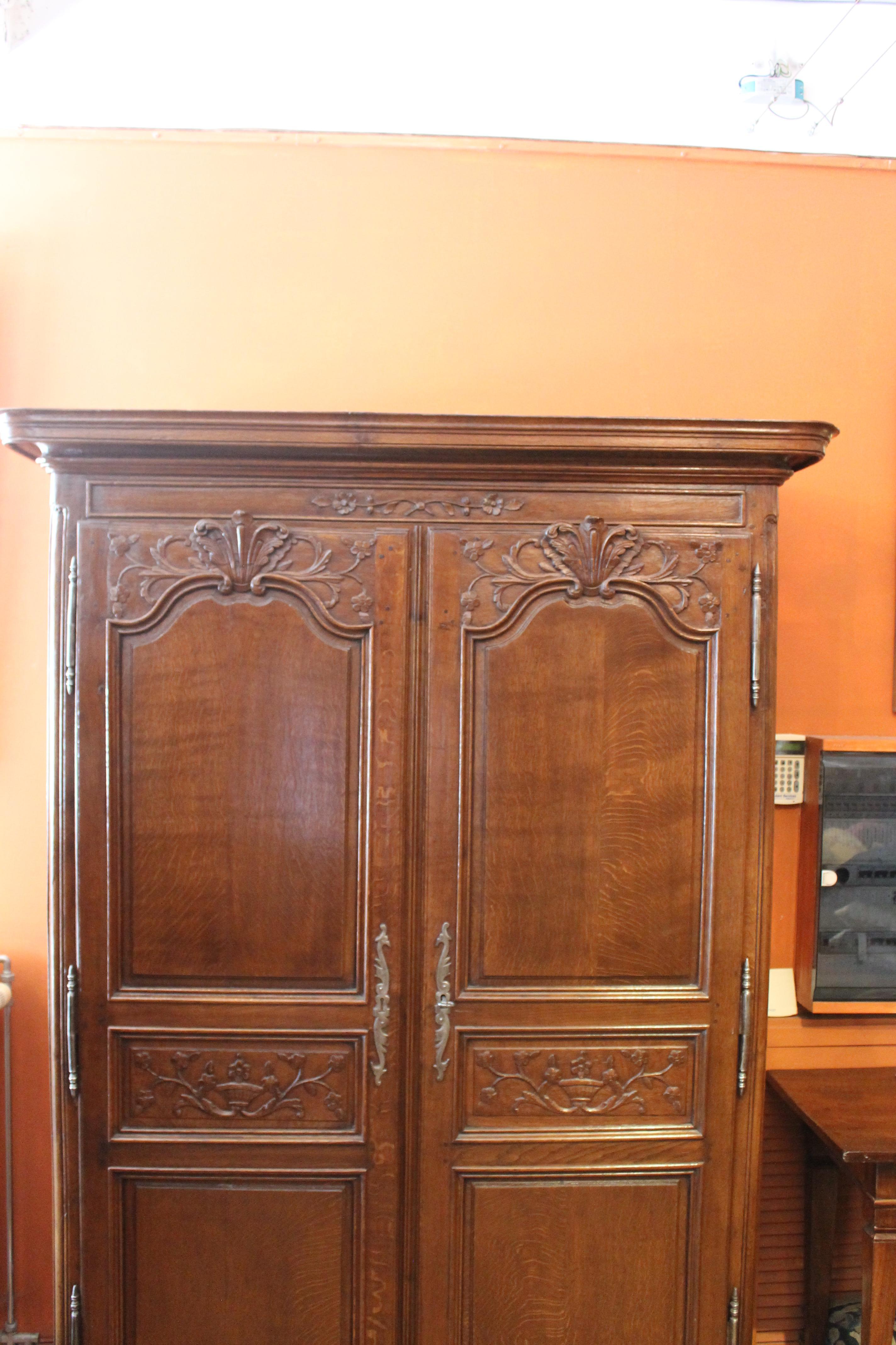 18th Century and Earlier French Wardrobe Louis XIV in Oak 18th Century For Sale