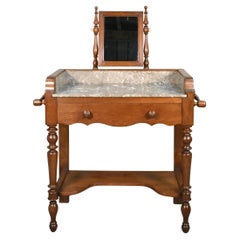 Meuble de toilette/vanité français en chêne de style Louis Philippe