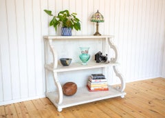 French Waterfall Shelving Unit Bookcase Display Media Stand 20C Regency Console