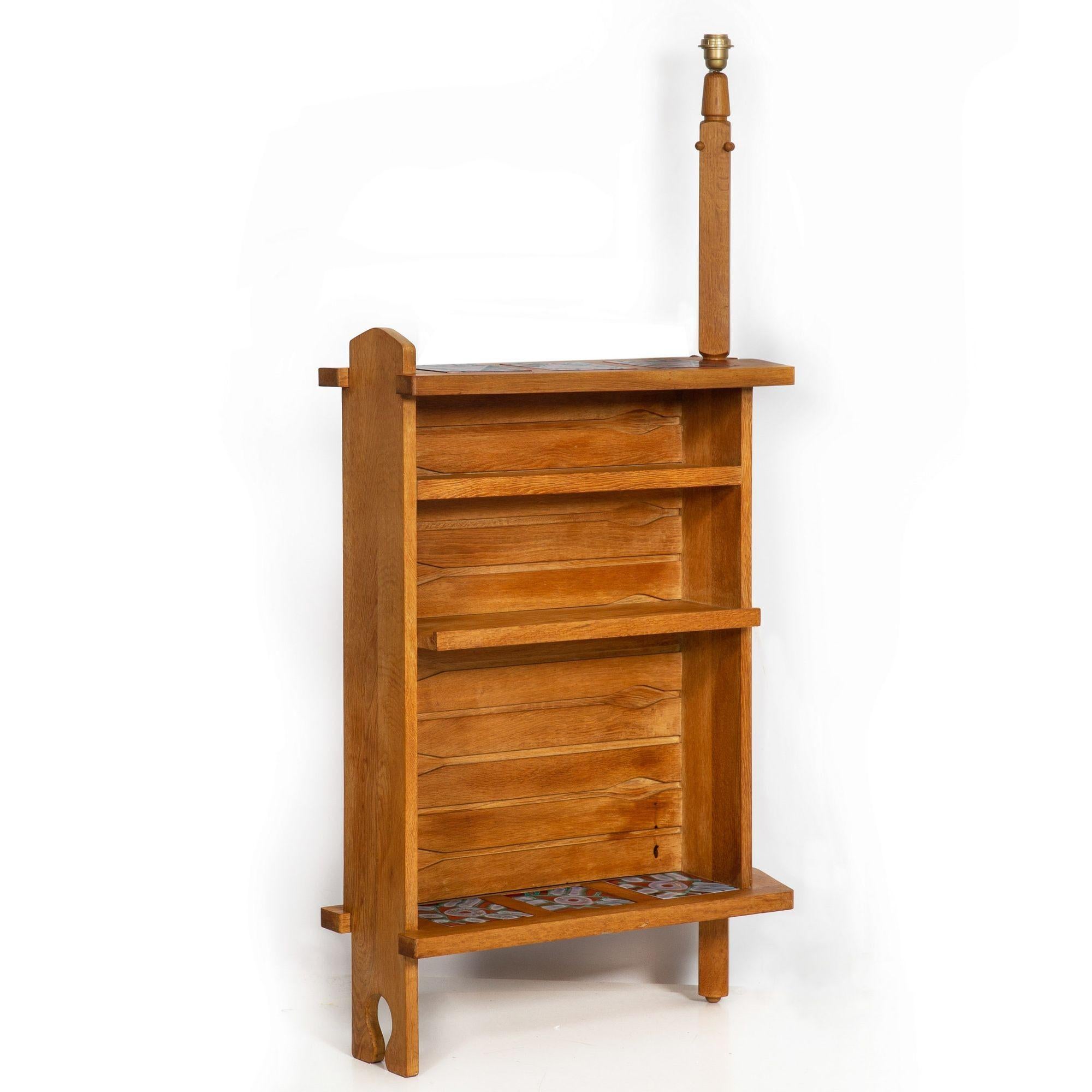 20th Century French Waxed Oak Swinging Bar Serving Cabinet by Guillerme et Chambron For Sale