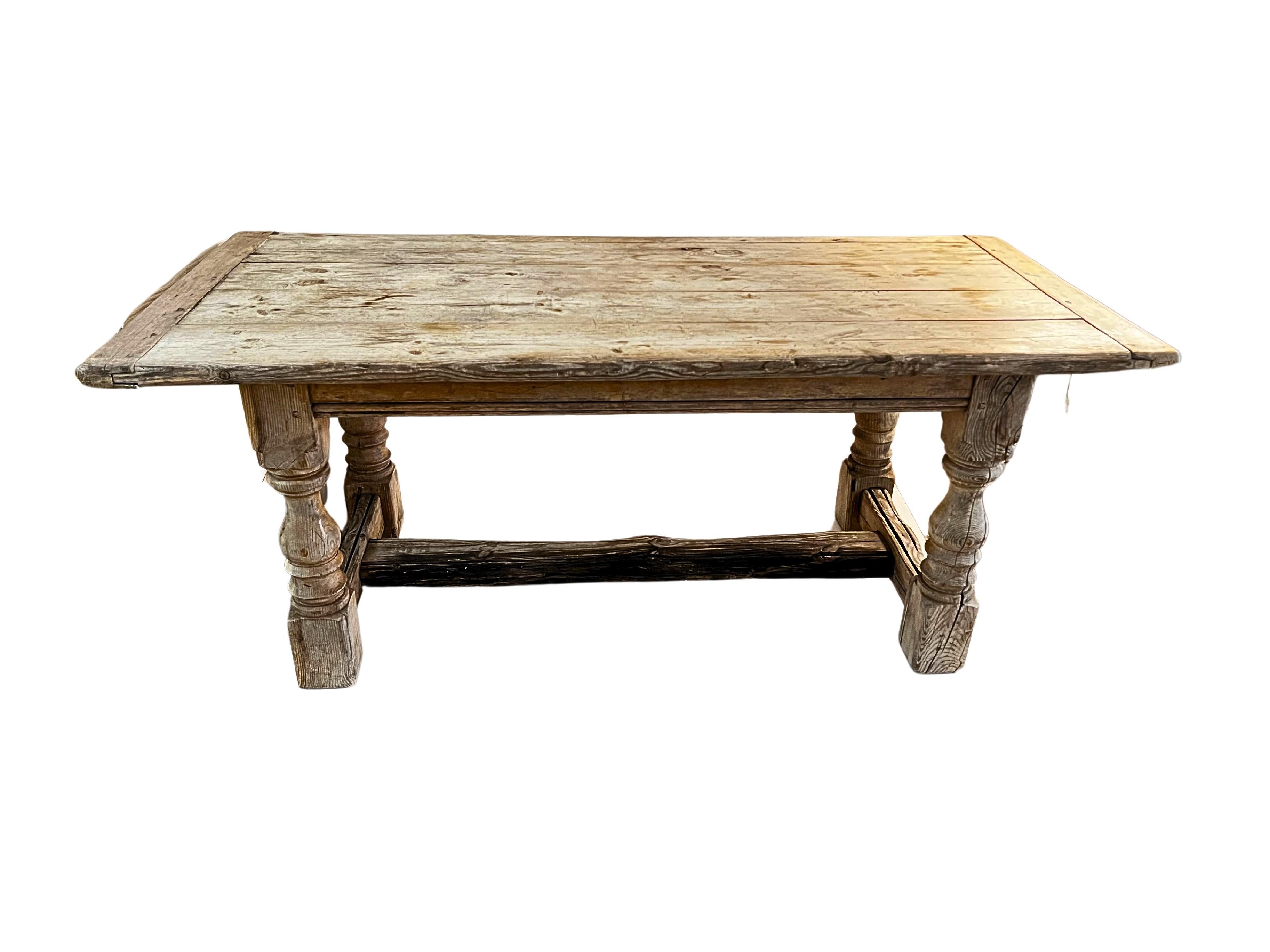 20th Century French Weathered Oak Dining Table