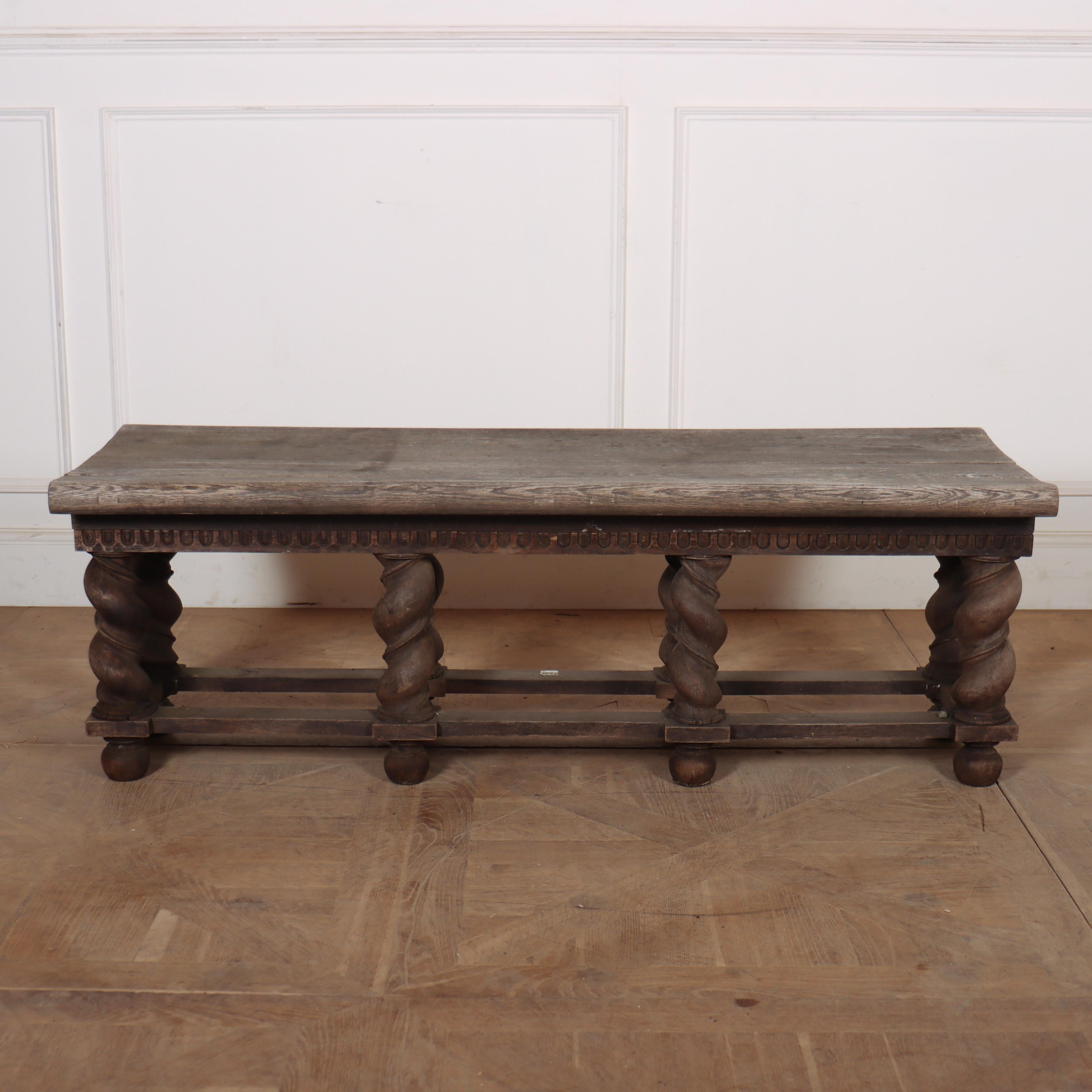19th C French weathered oak stool with a lovely worn grey finish. 1860

Reference: 8335

Dimensions
58.5 inches (149 cms) Wide
21 inches (53 cms) Deep
20.5 inches (52 cms) High