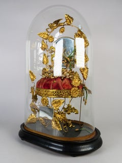 Französische Hochzeitslaterne, „Globe de Mariée“, vergoldetes Metall, mit Noppen verziert und Spiegel