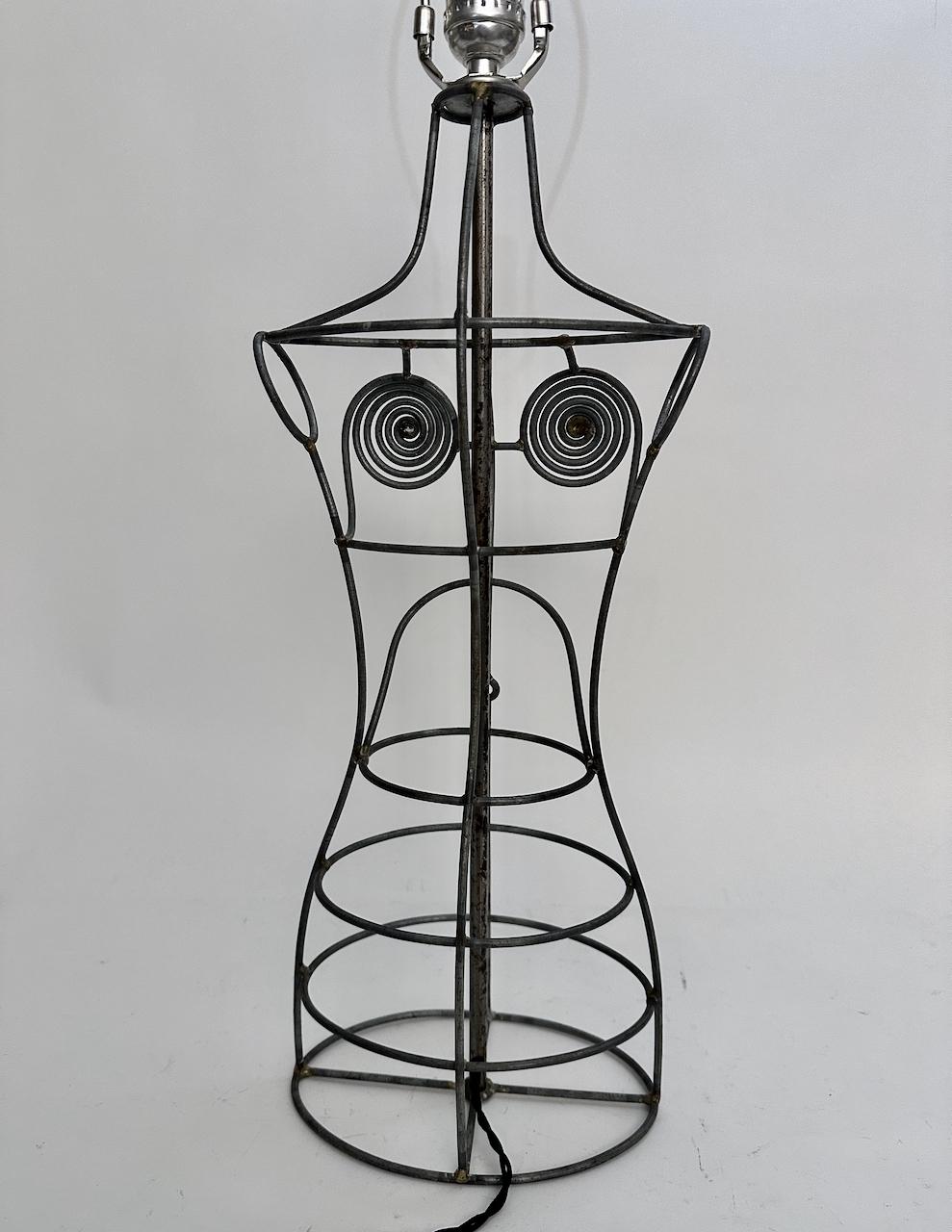 French Welded Steel Wire Dress Form Table Lamp, C. 1970 For Sale 10