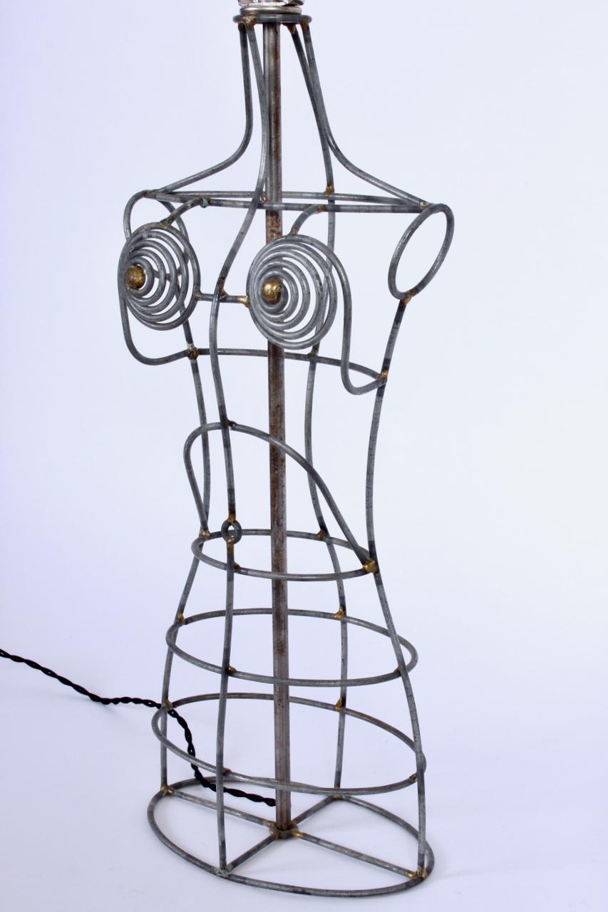 French Welded Steel Wire Dress Form Table Lamp, C. 1970 For Sale 9