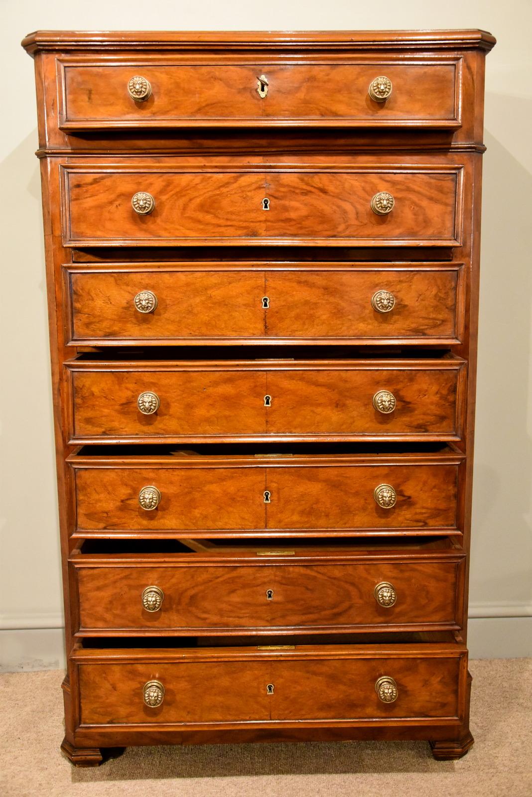 Empire French Wellington Chest of Drawers For Sale