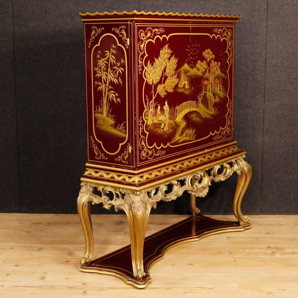 French Wet Bar in Lacquered and Gilt Chinoiserie Wood from 20th Century 4