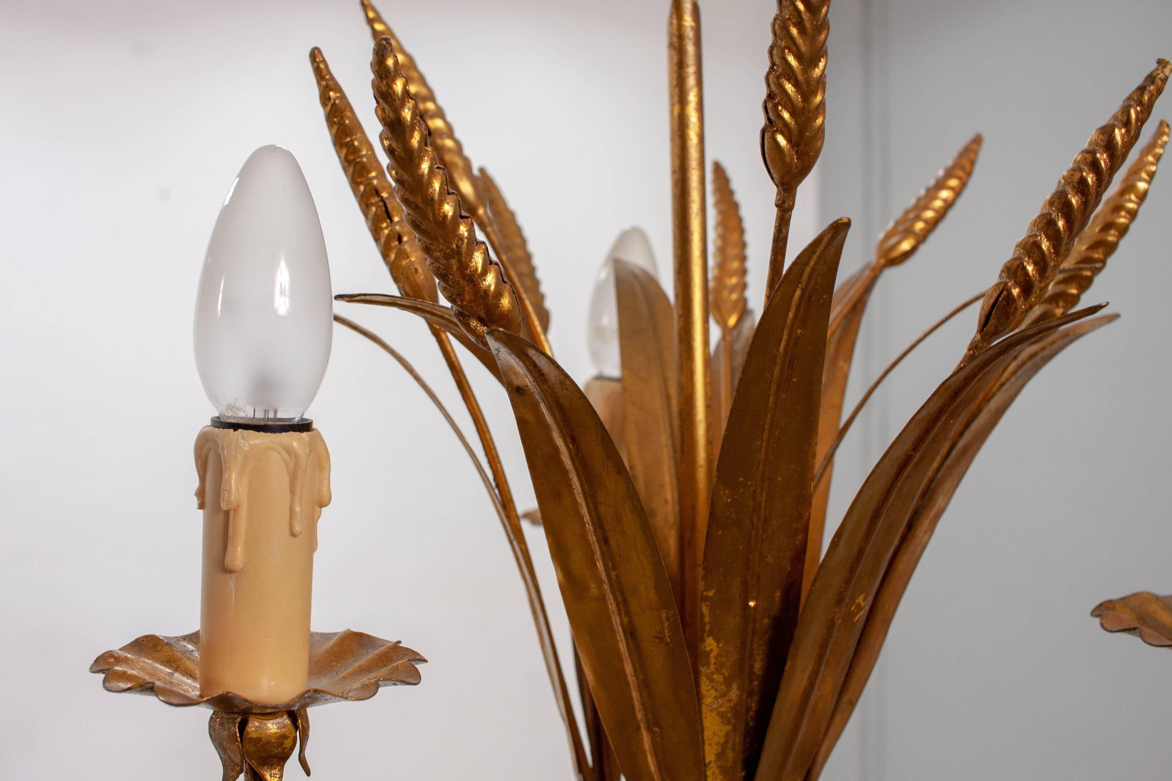 Hollywood Regency Lampe à suspension française en forme de gerbe de blé, années 1970 en vente