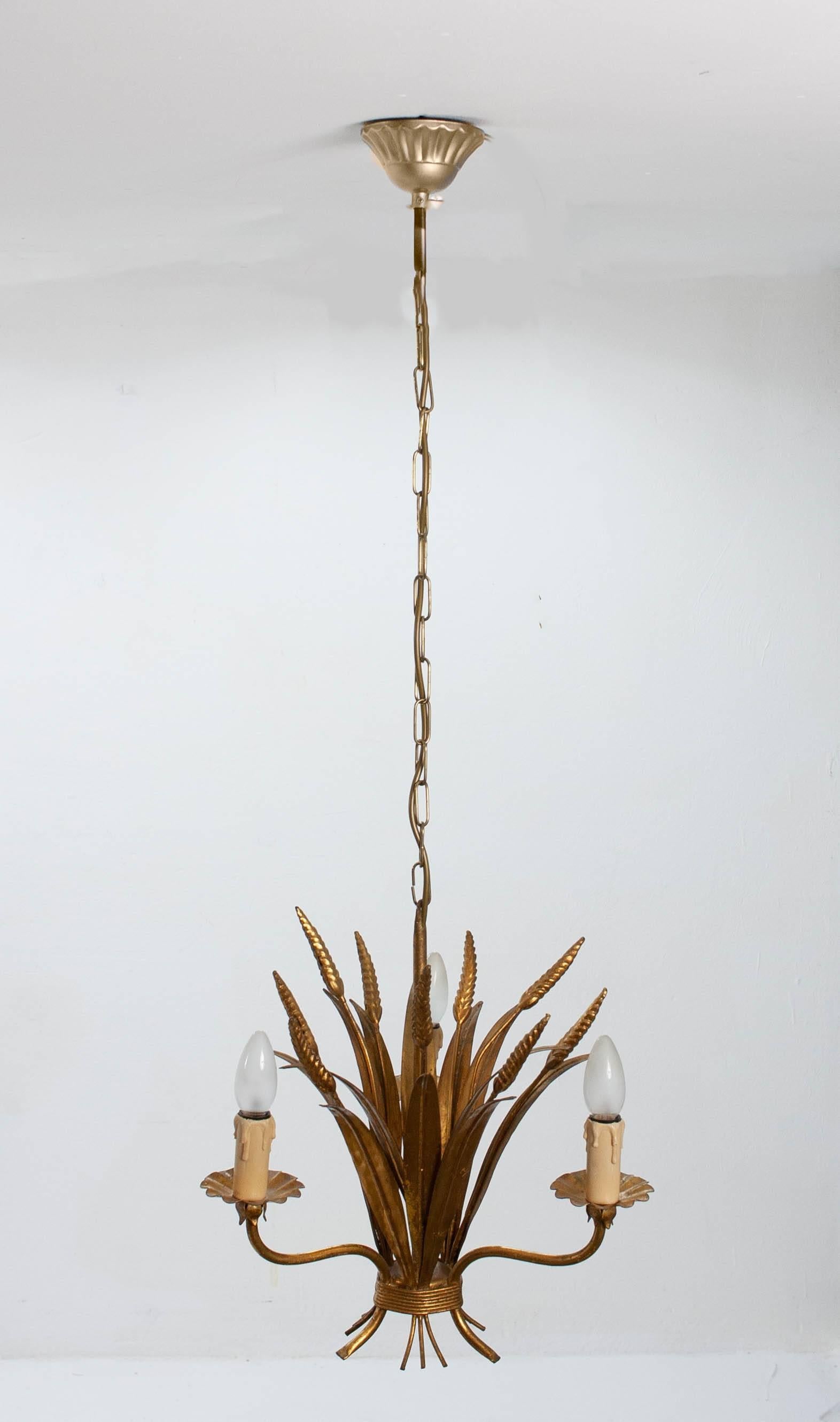 Late 20th Century French Wheat Sheaf Pendant Lamp, 1970s For Sale