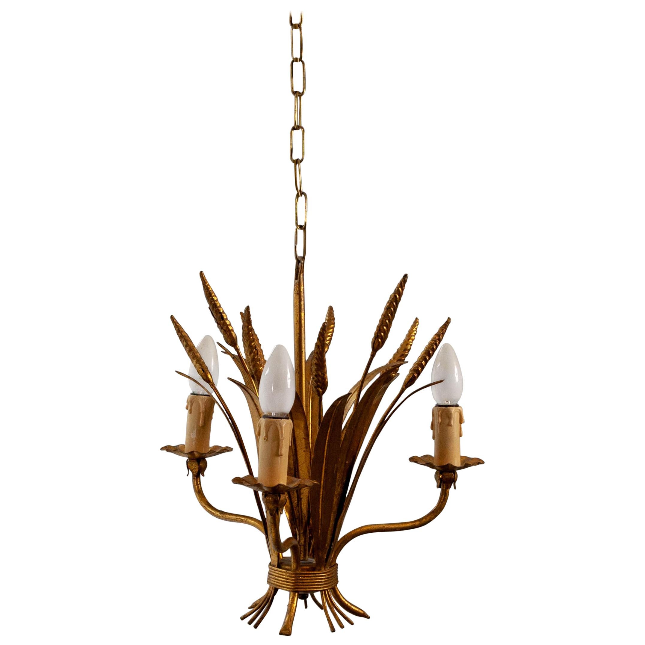 French Wheat Sheaf Pendant Lamp, 1970s For Sale