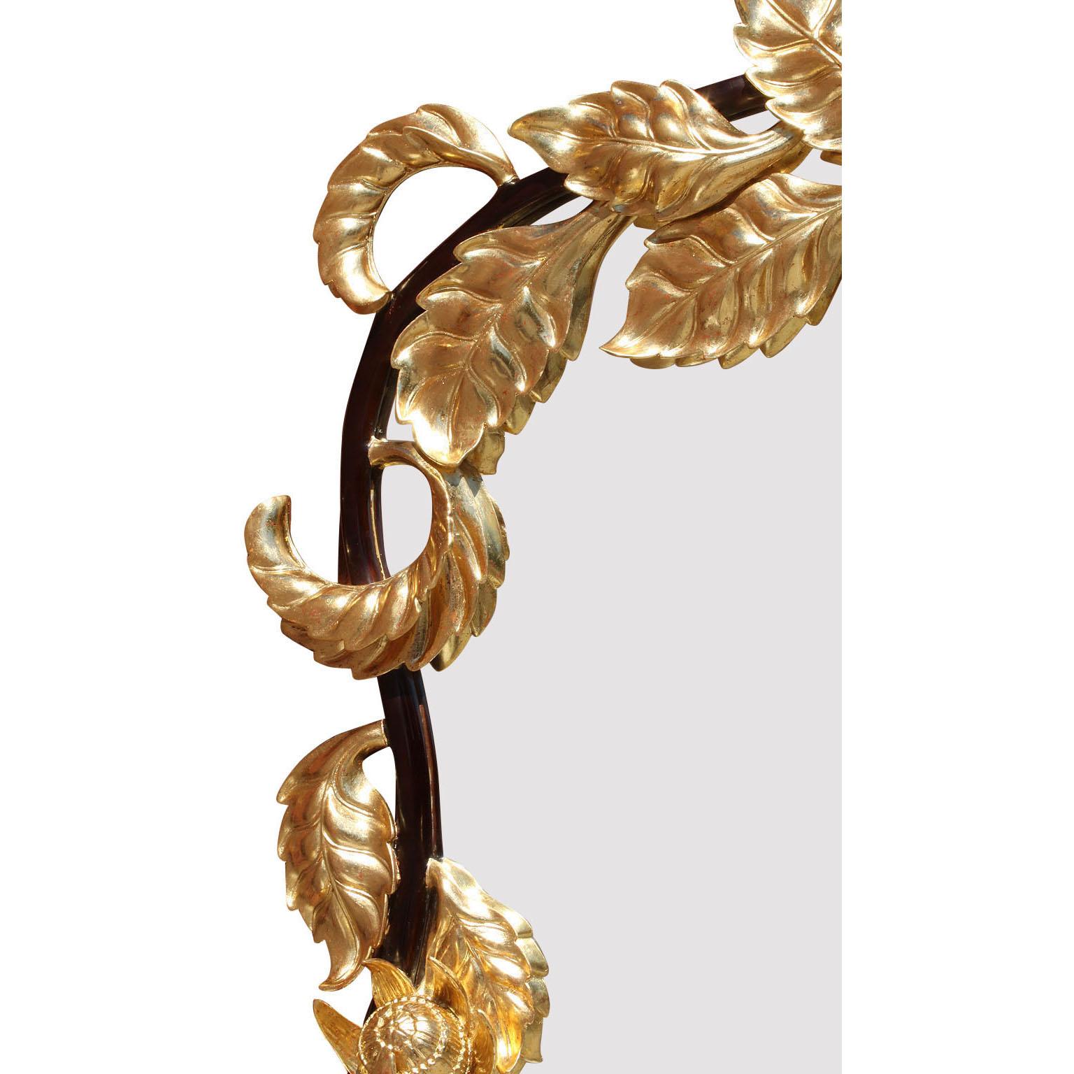 Französischer skurriler Art-Nouveau-Stil Mahagoni und Paket vergoldet Art Carved Spiegel (Handgeschnitzt) im Angebot