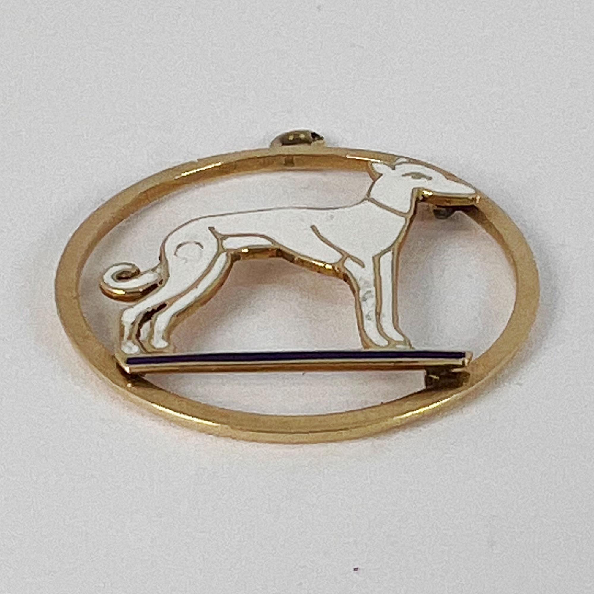 French Whippet Dog 18 Karat Yellow Gold Enamel Charm Pendant For Sale 6