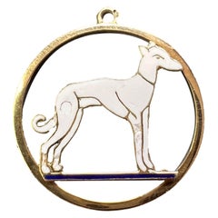 Cane Whippet Francese Ciondolo con smalto in oro giallo 18 carati