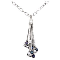 French white and black pearl 18k white gold necklace