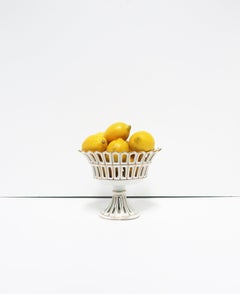 Cesto di composta francese in porcellana bianca e oro traforata Tazza