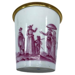 French White and Magenta Porcelain Bud Vase