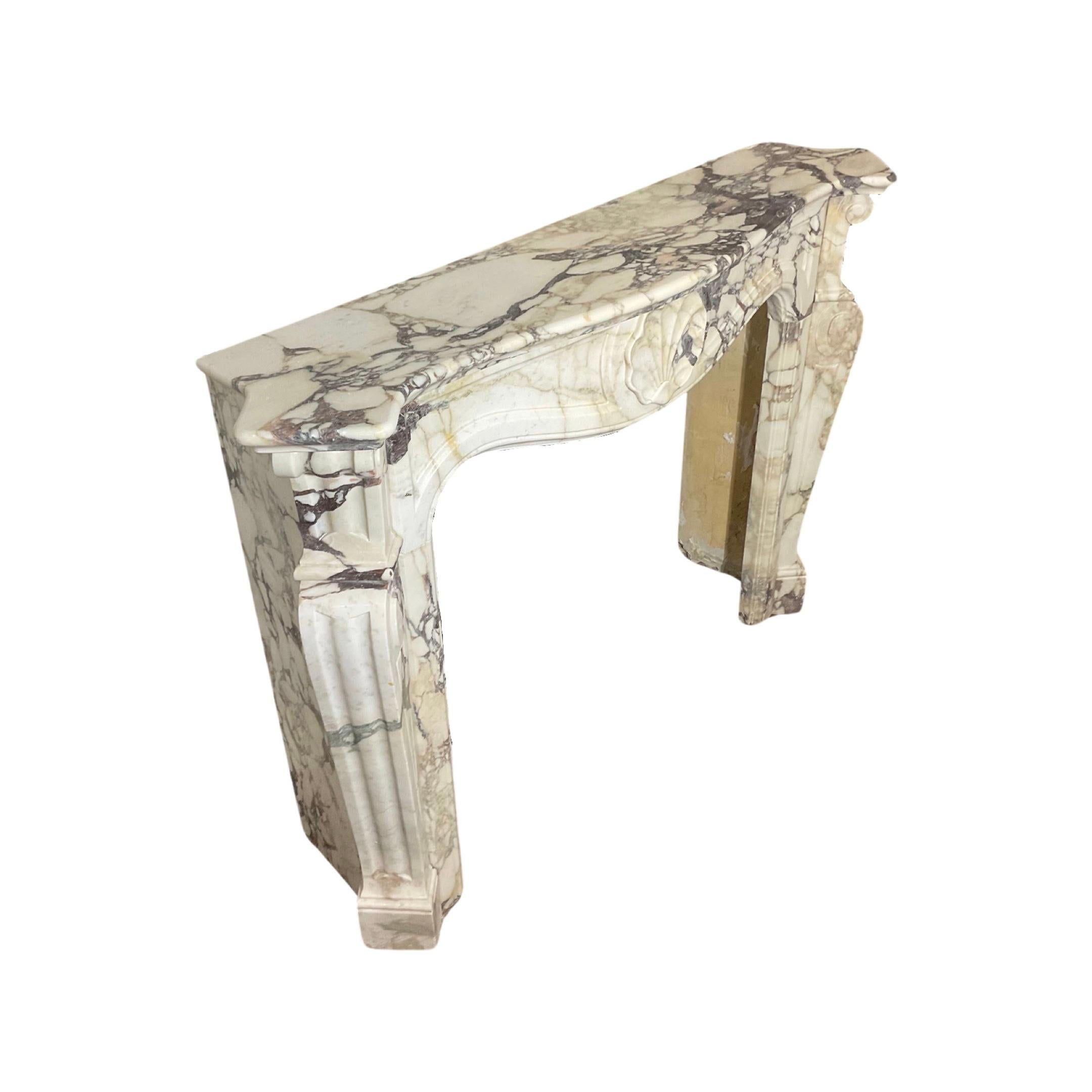 18th Century French white Breche Marble Mantel