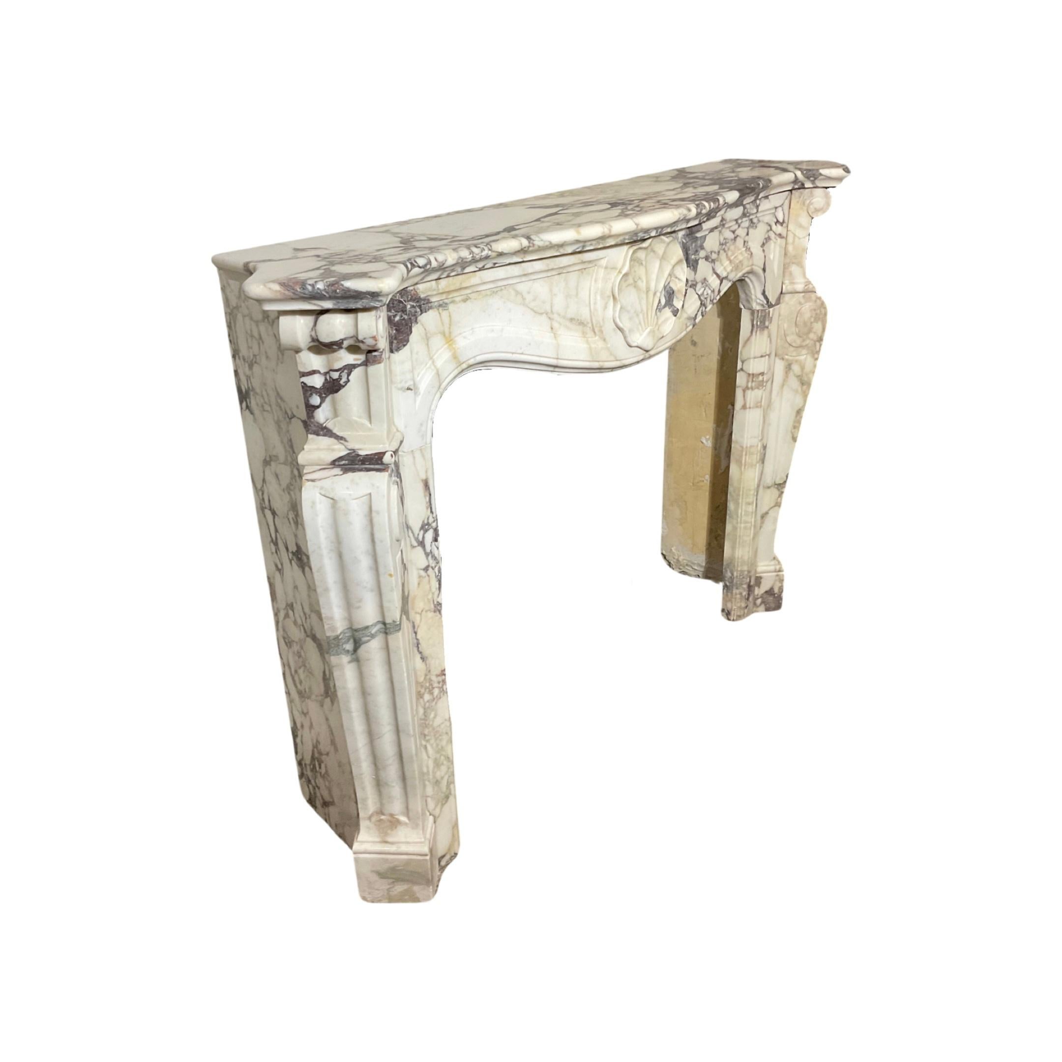 French white Breche Marble Mantel 1