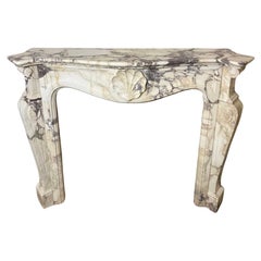 French white Breche Marble Mantel