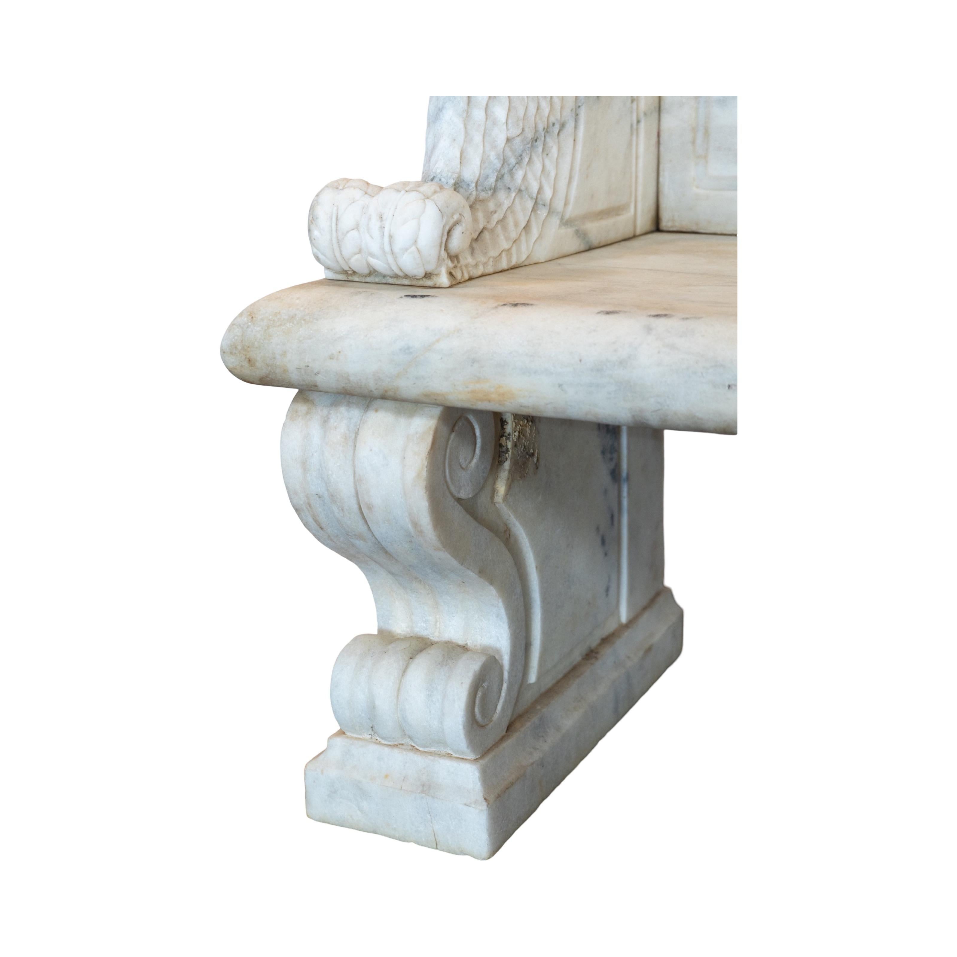 French White Carrara Marble Bench 6