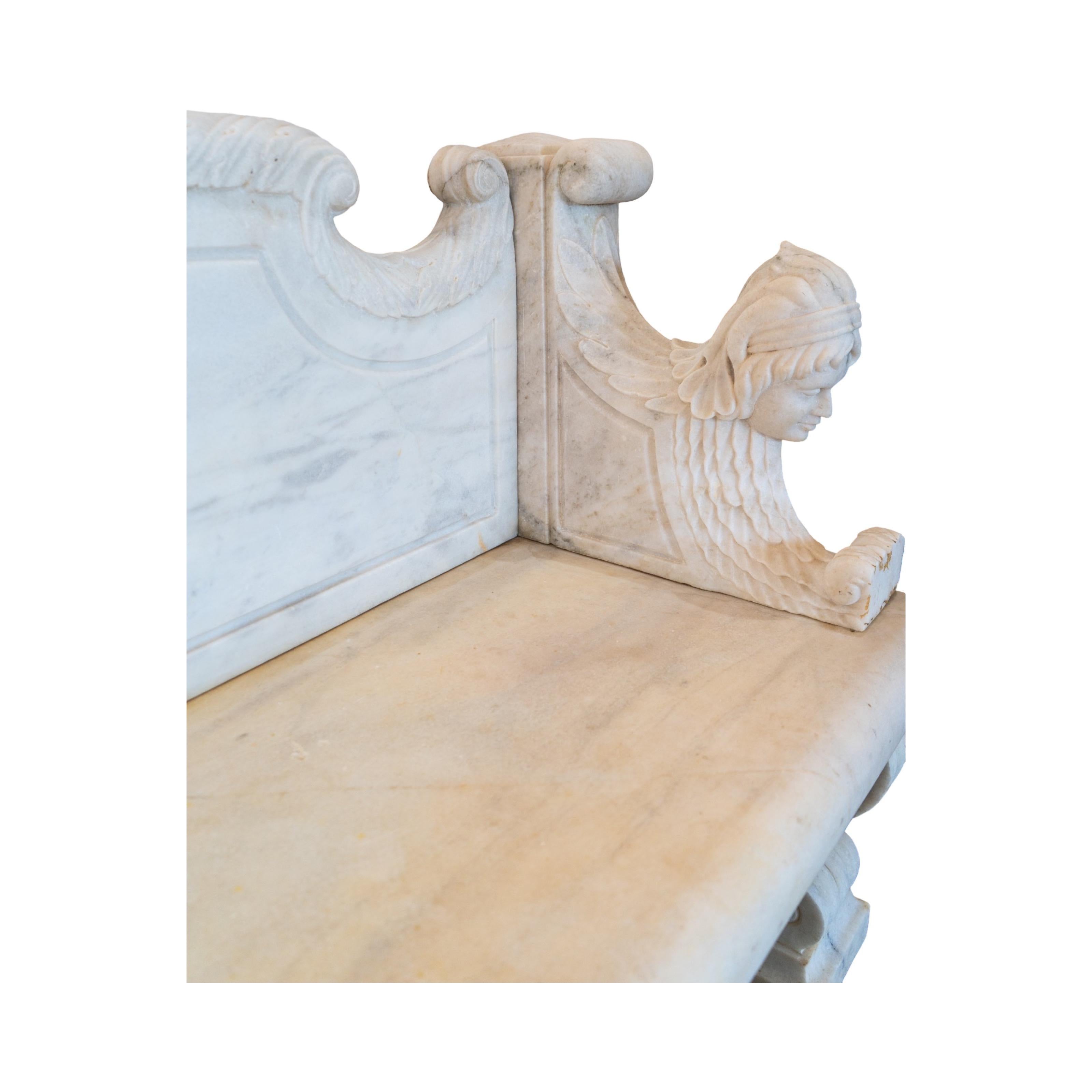 French White Carrara Marble Bench 11