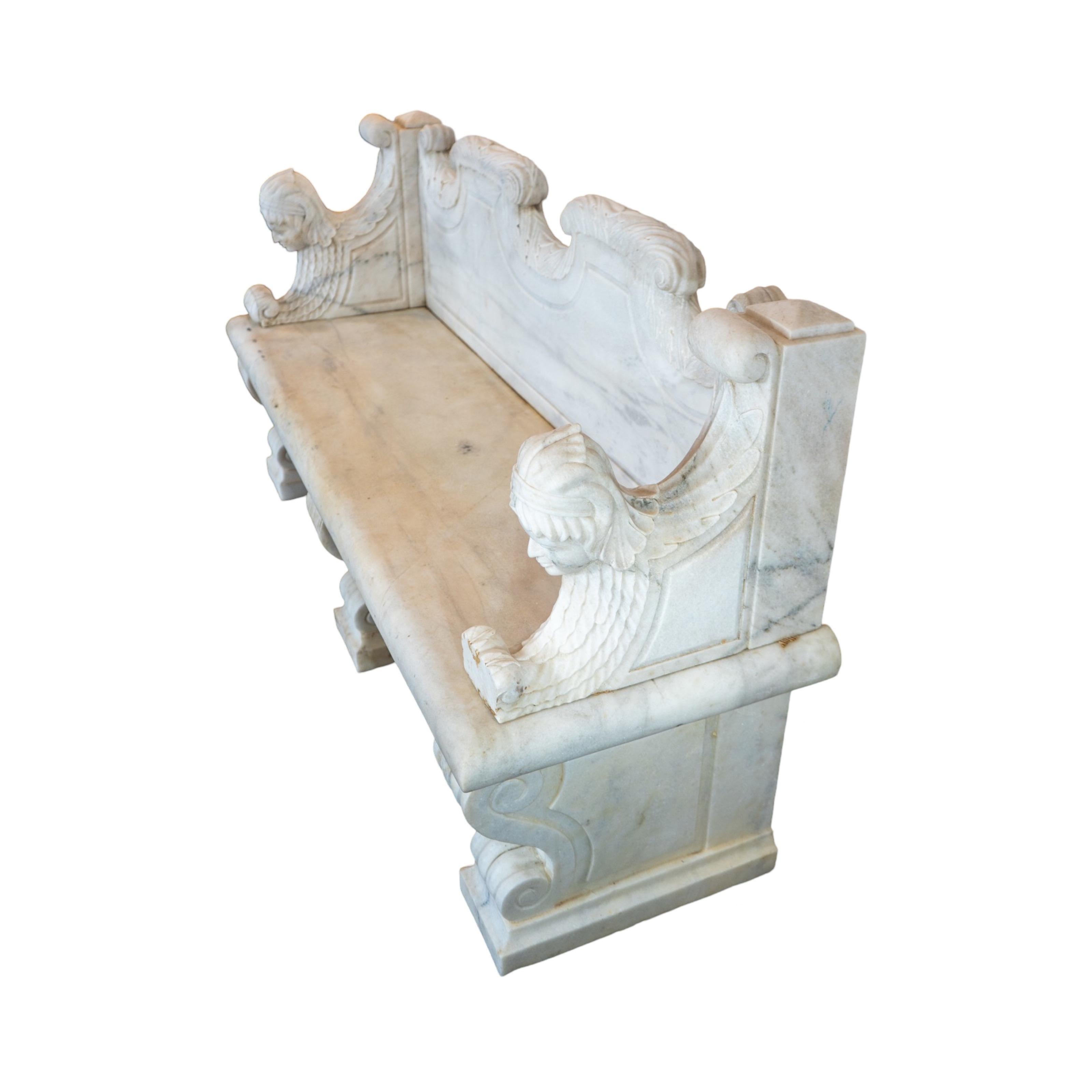 French White Carrara Marble Bench 1