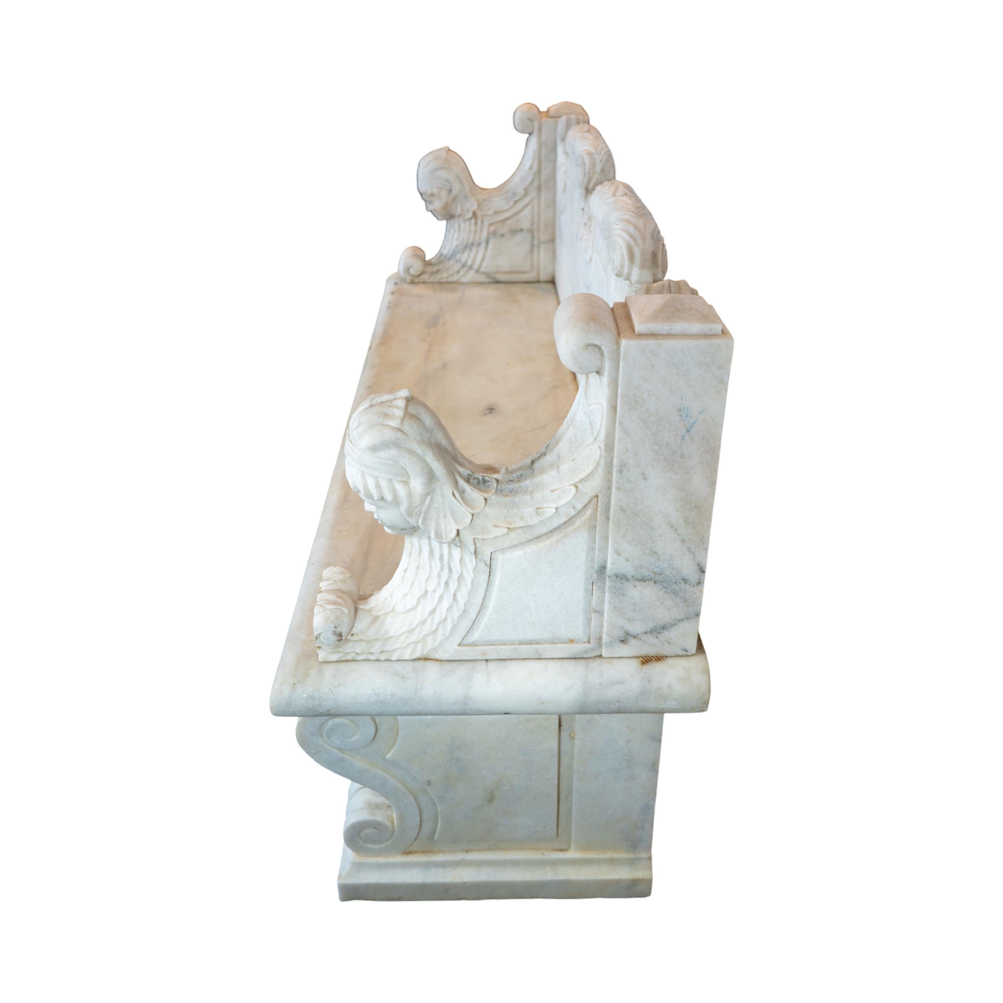 French White Carrara Marble Bench 3