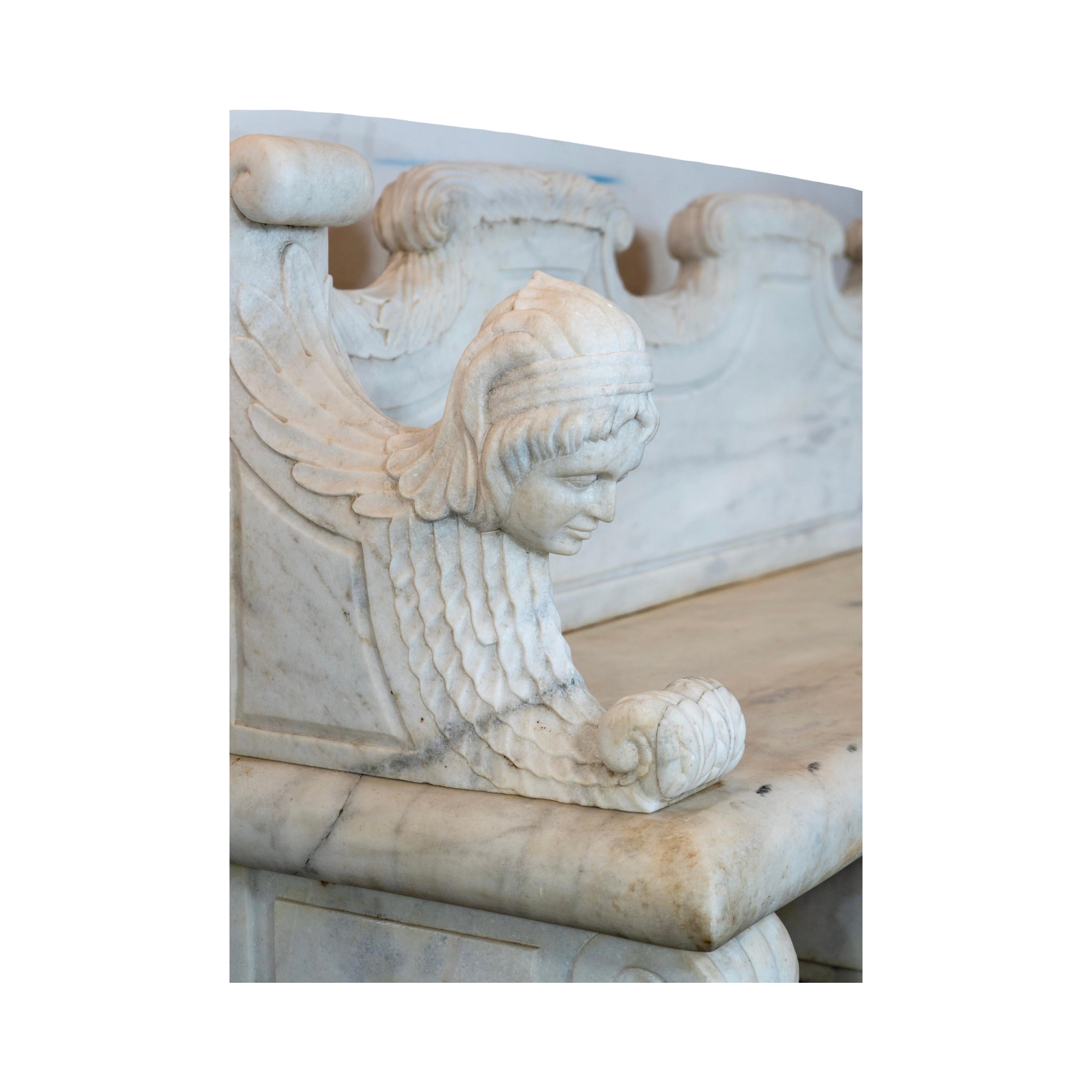French White Carrara Marble Bench 4