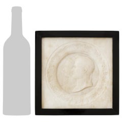 French White Carrara Marble & Ebonized Fruitwood Plaque of Napoleon and Joséphin